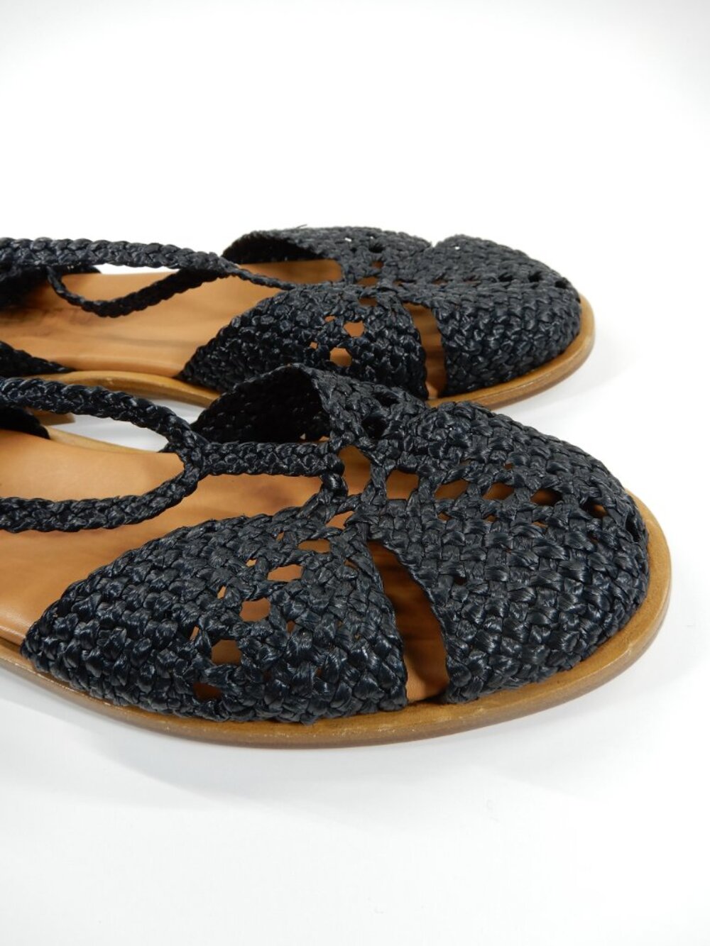HEREU Sorolla Slingback Flat SANDALS 37 6.5 Black Woven Raffia Leather NEW $590 - Picture 12 of 14